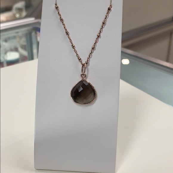 Smokey Quartz & Rose Gold Plated Silver Necklace - Picture 3 of 7